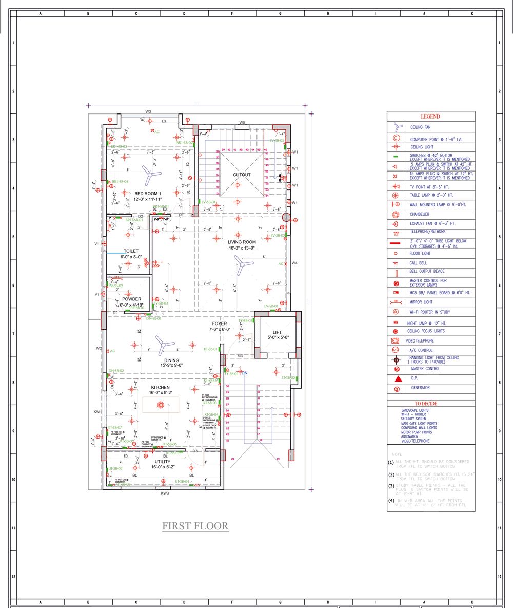 FF Electrical Dimension Layout